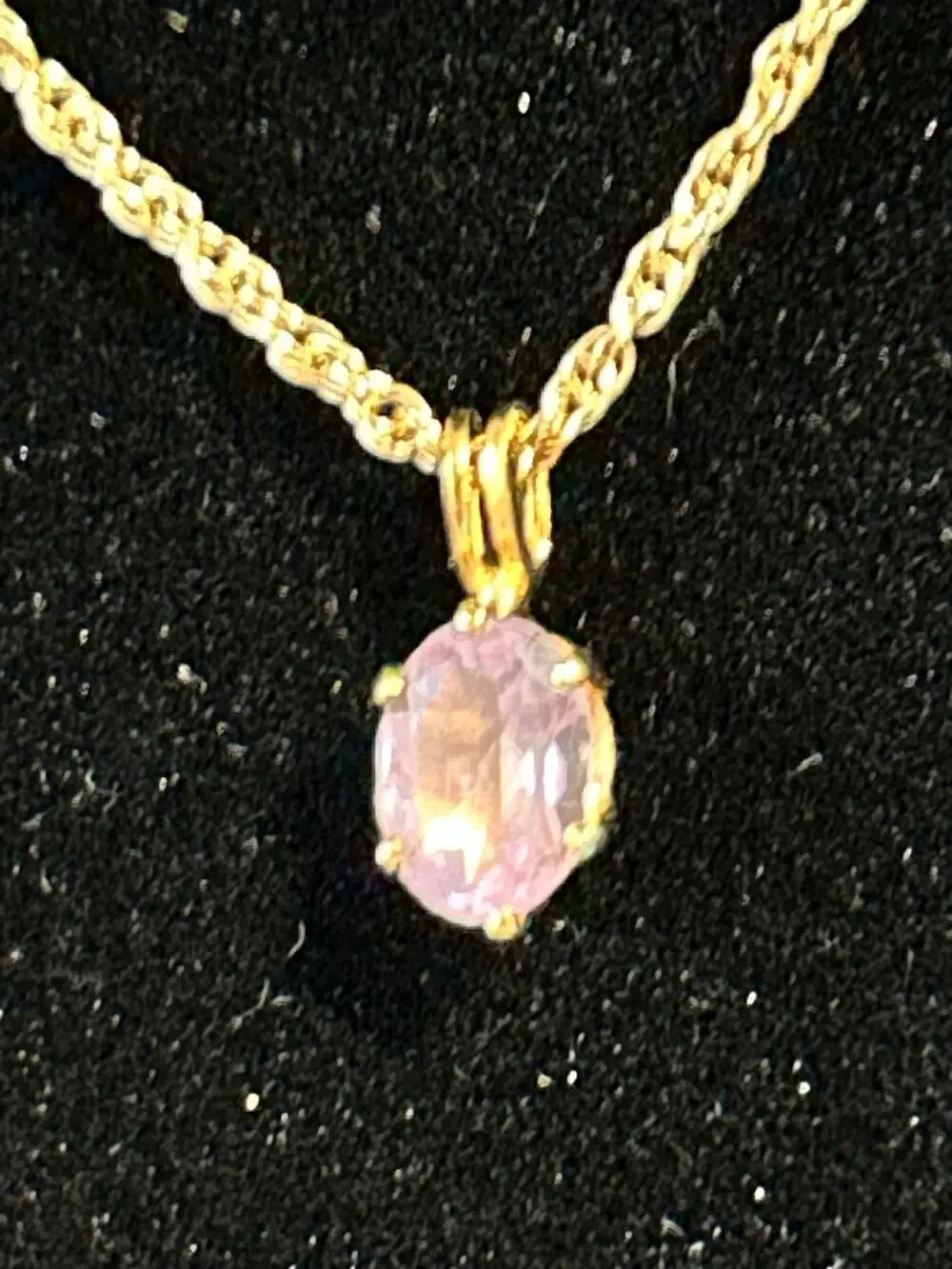 Gold Tone Cushion Oval Amethyst Pendant Necklace 18